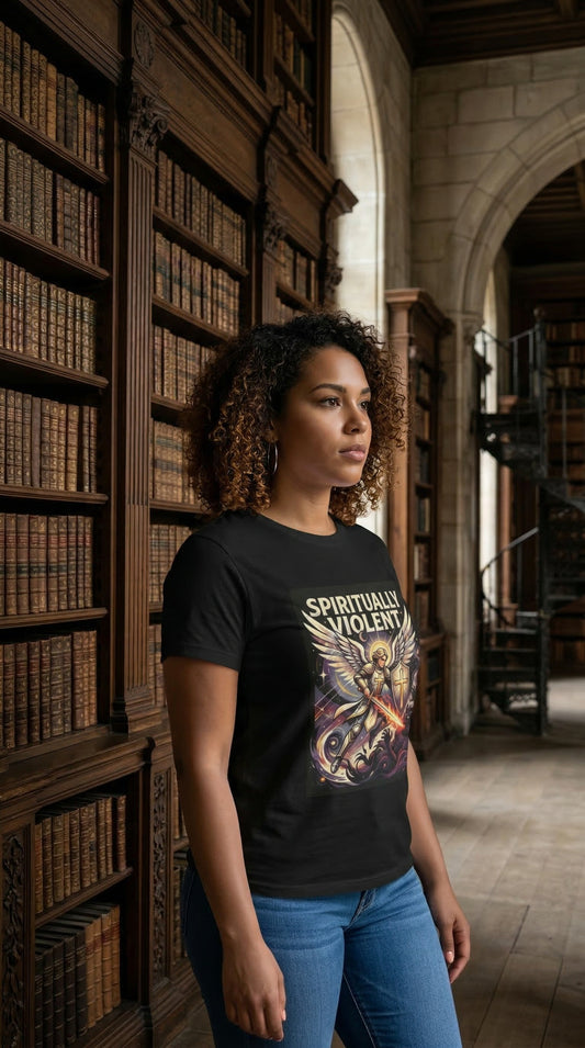 Spiritually Violent angel graphic Christian T-Shirt